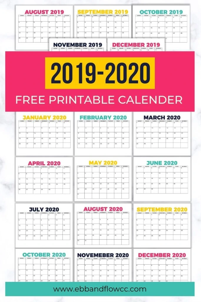 2019-2020 calendar printable