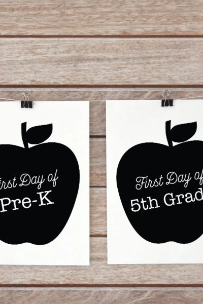first day of school signs with apples