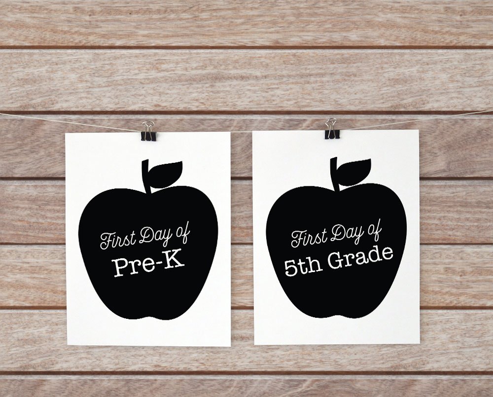 first day of school signs with apples