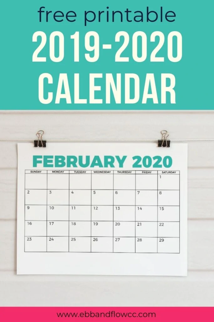 2019-2020 printable calendar