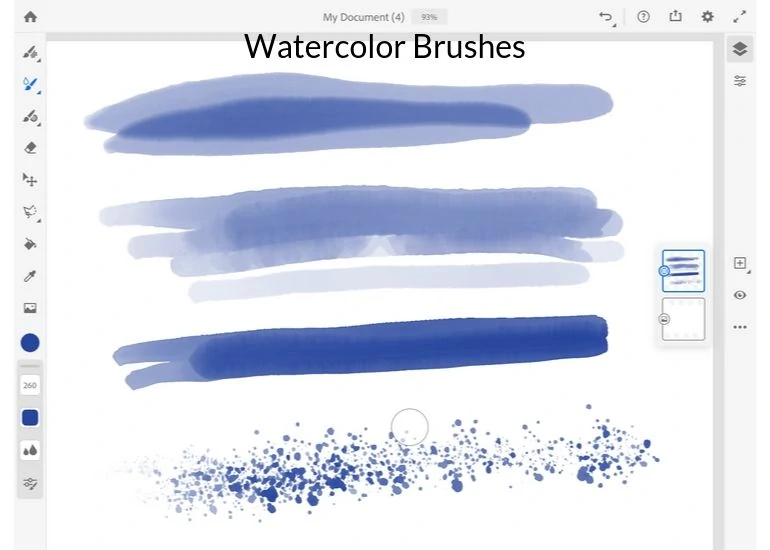 watercolor brushes on adobe fresco