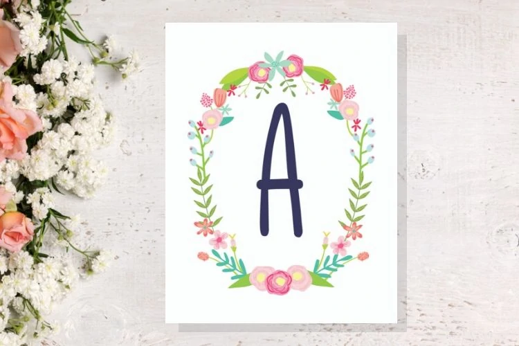 floral monogram A in frame