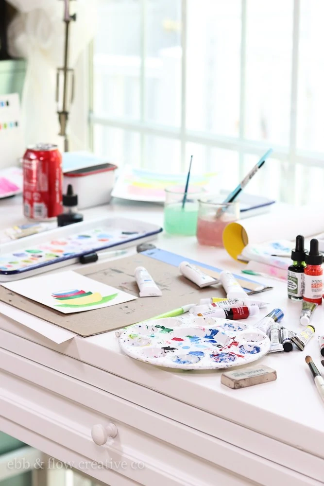watercolors in use