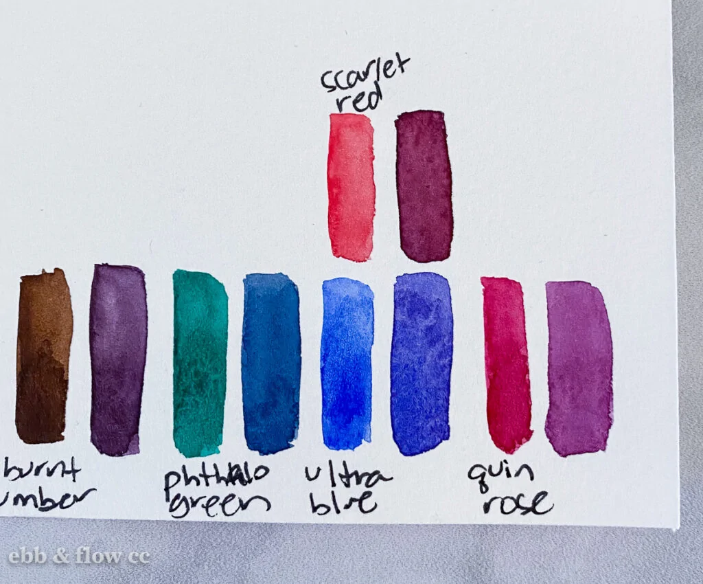 violet watercolor mixes