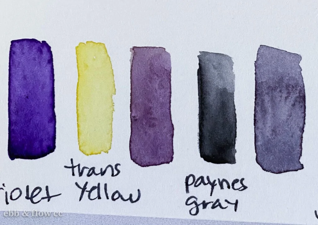 purple watercolor mixtures