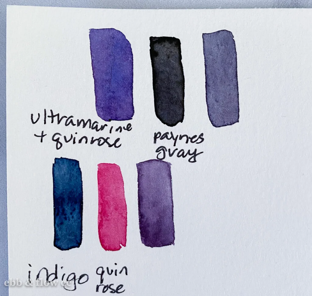 dark purple watercolor swatches