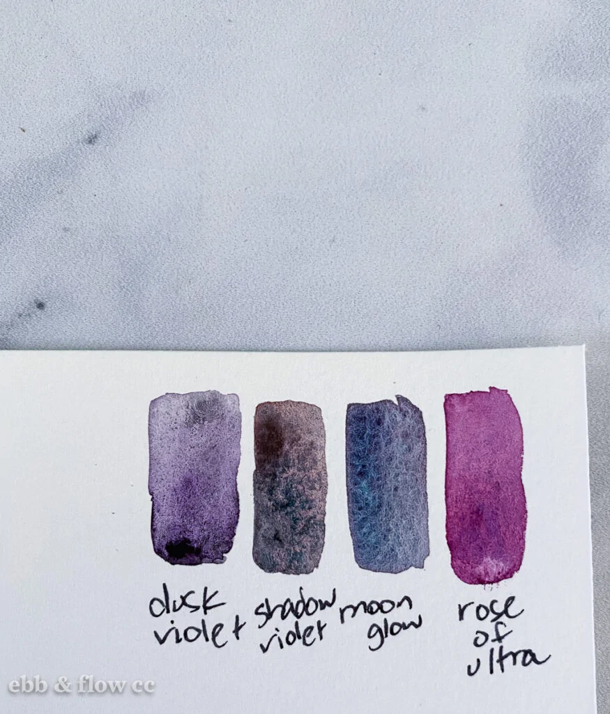 purple watercolor swatches