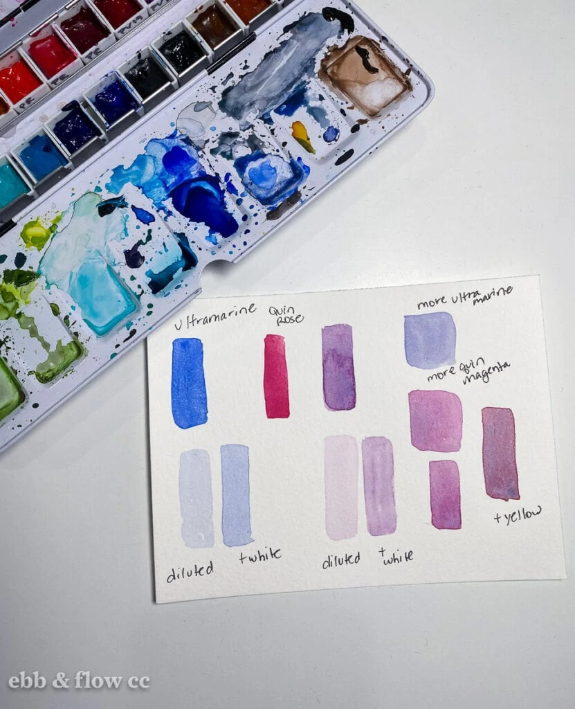 purple watercolor swatches