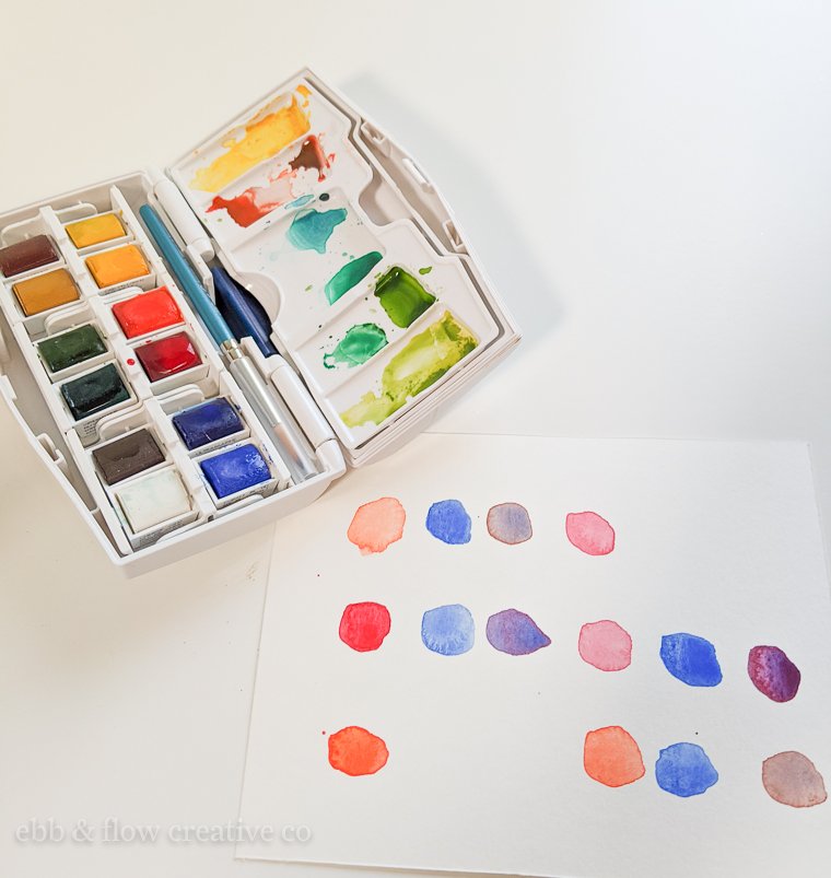 watercolor swatches using winsor & newton palette