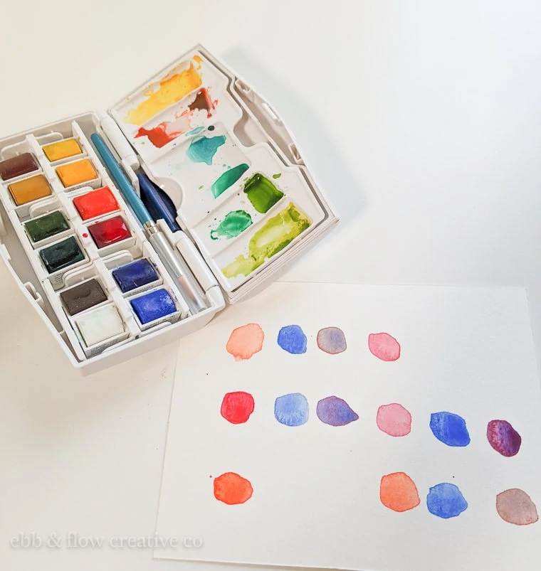 watercolor swatches using winsor & newton palette