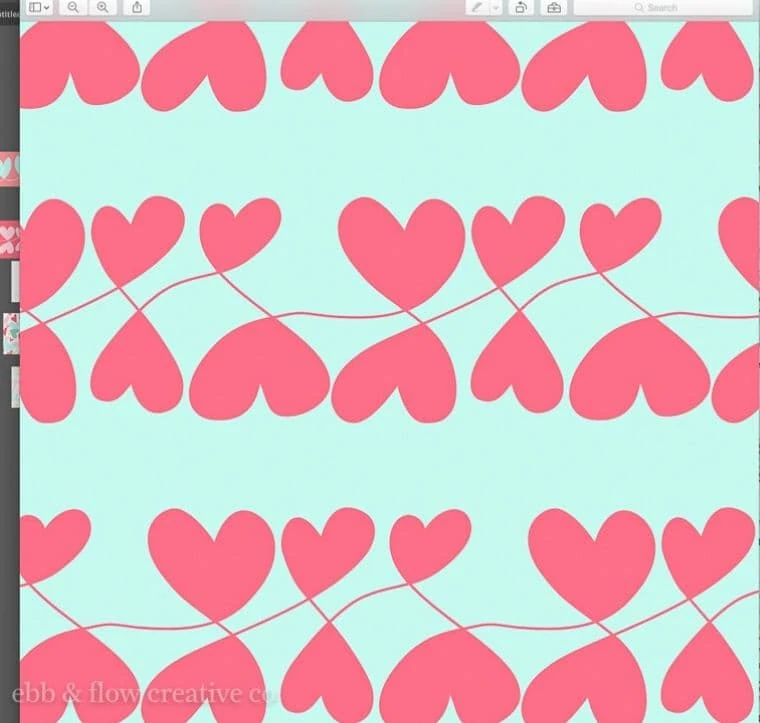 seamless loopy heart pattern without lines