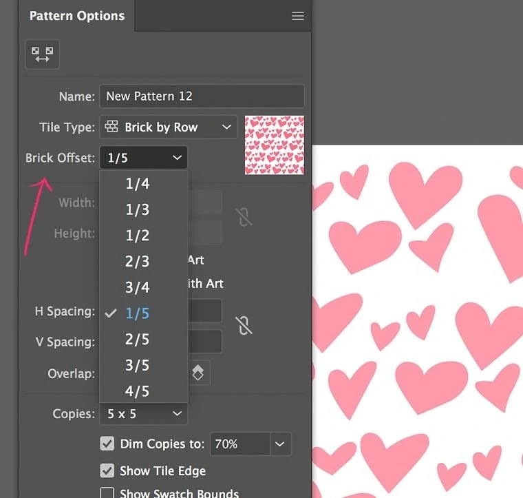 changing offset for seamless pattern