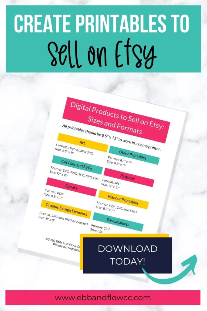 digital downloads for etsy cheat sheet