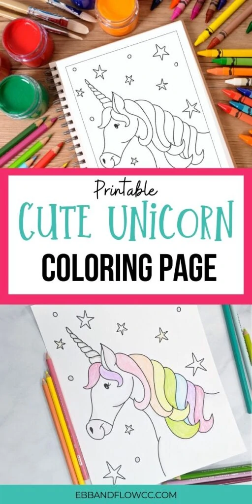 pin image - cute unicorn coloring page collage