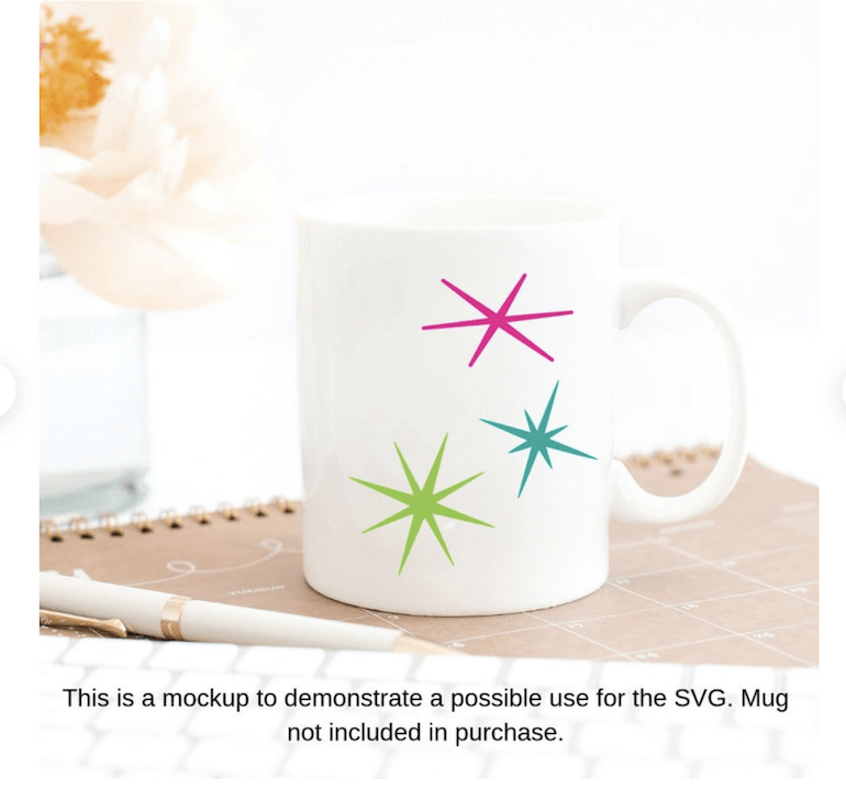 coffee mug with starburst mockup for SVG