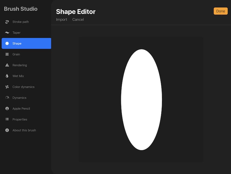 invert shape in procreate brush studio