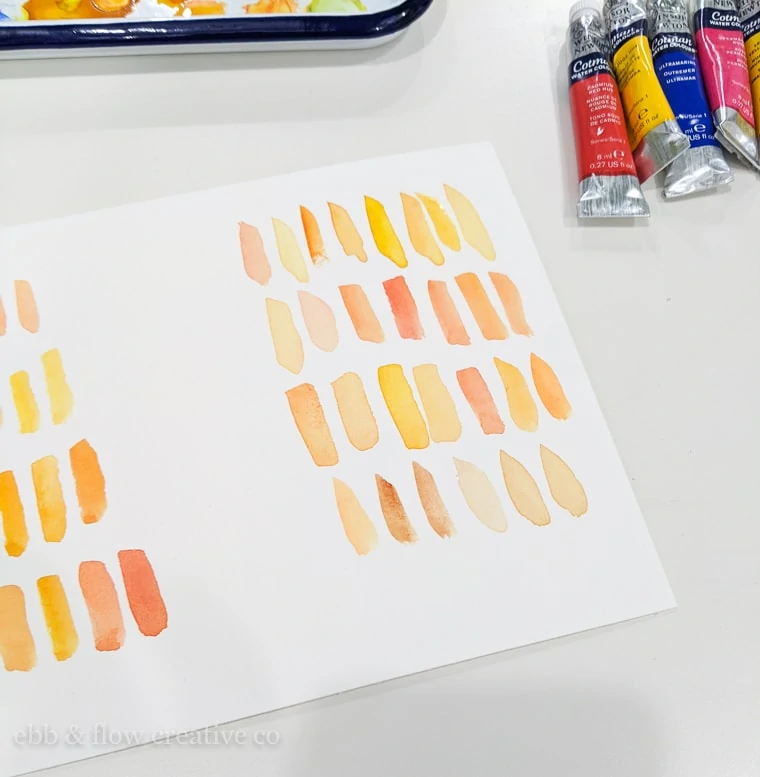 orange watercolor swatches