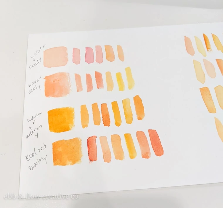 orange watercolor swatches