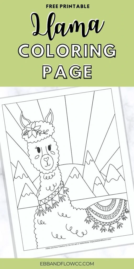 pin image - llama coloring page