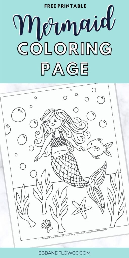 free cute mermaid coloring page  ebb and flow creative co