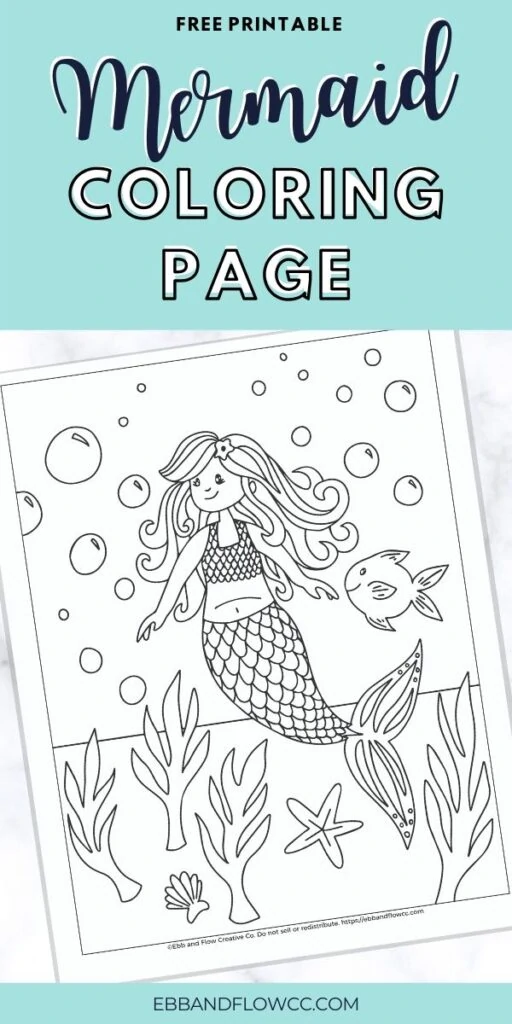 pin image - mermaid coloring page collage