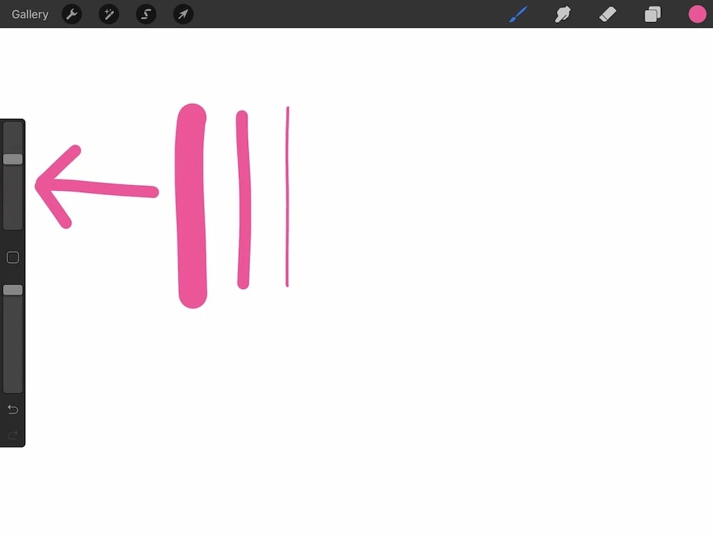 Procreate brush size slider