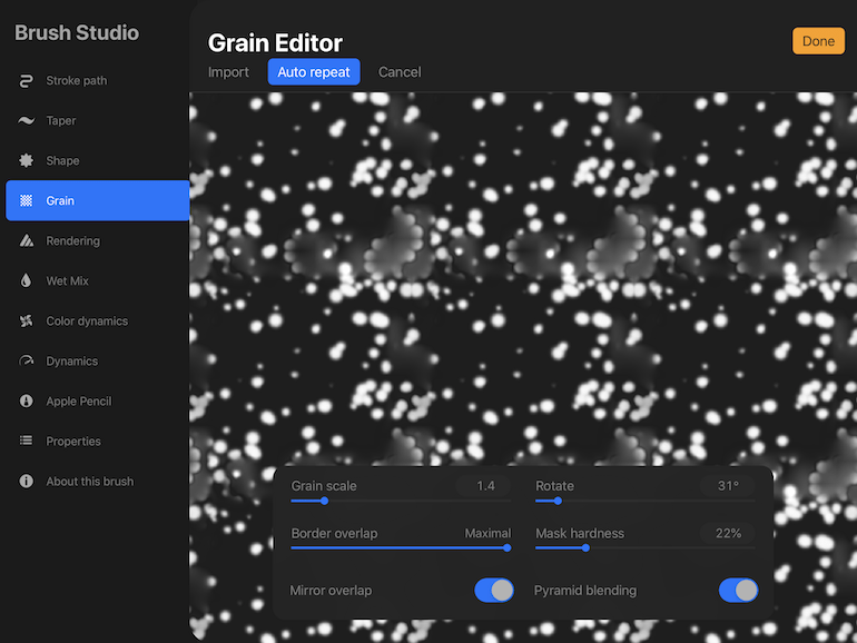 auto repeat settings for grain