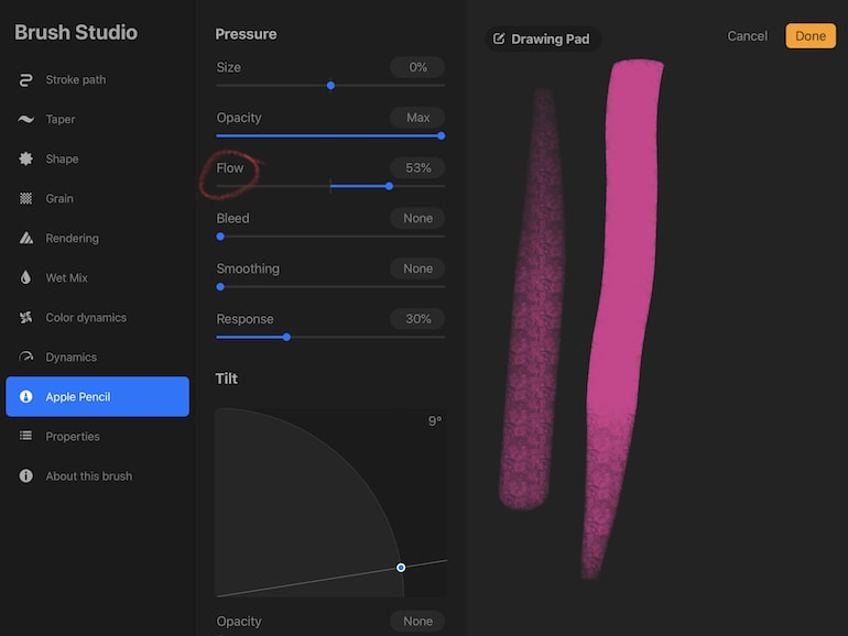 flow variations for using apple pencil
