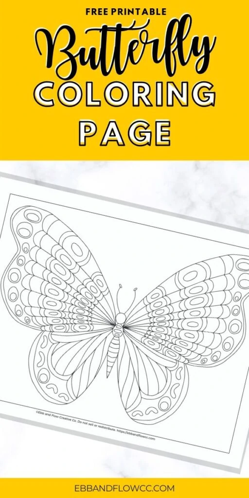 pin image - butterfly coloring page with text overlay