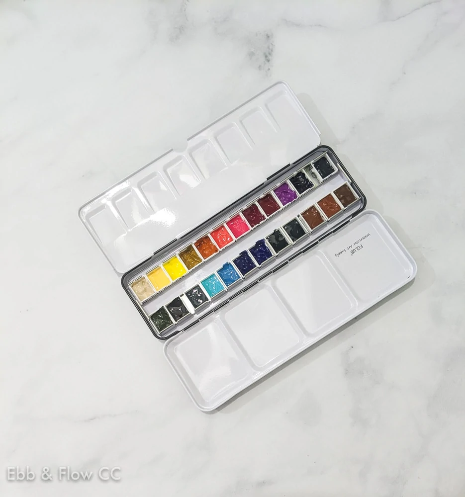 filled watercolor palette