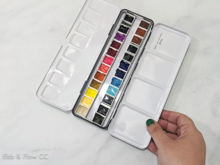 custom filled watercolor pan palette