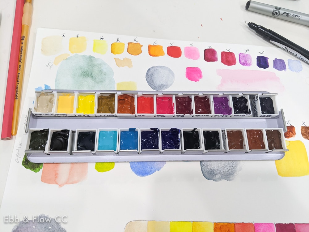 filled watercolor palette