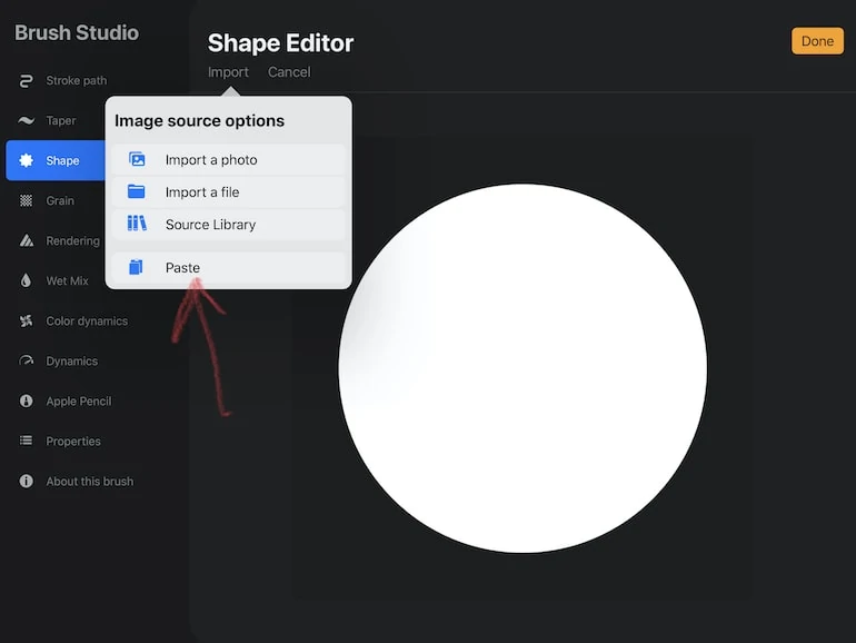 editing shape source