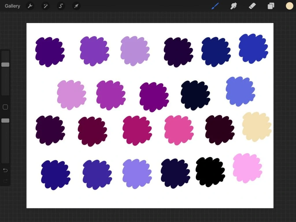 galaxy color palette for Procreate