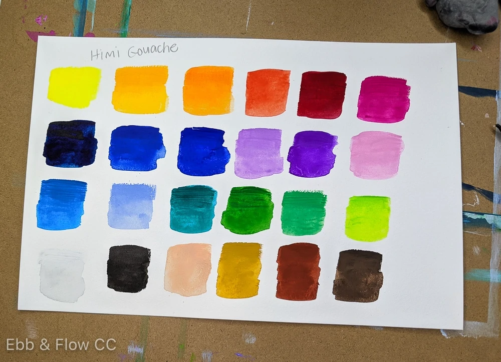 Artfly Himi Gouache review (including metallic and neon colours)