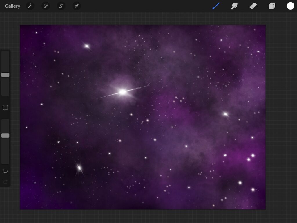 purple galaxy art created in Procreate