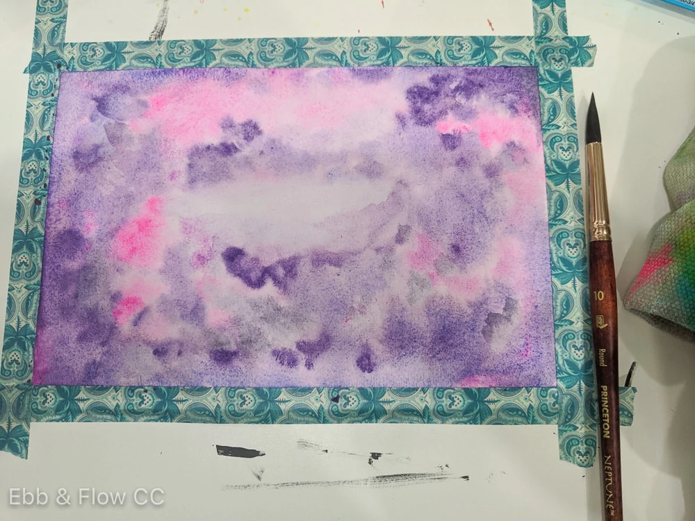 dried base layer of watercolor painting