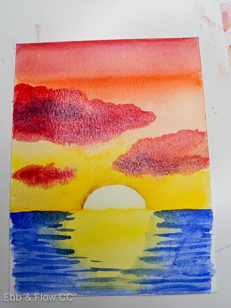 Sunset Over Water Painting: Easy Watercolor Tutorial - EbbandFlowCC