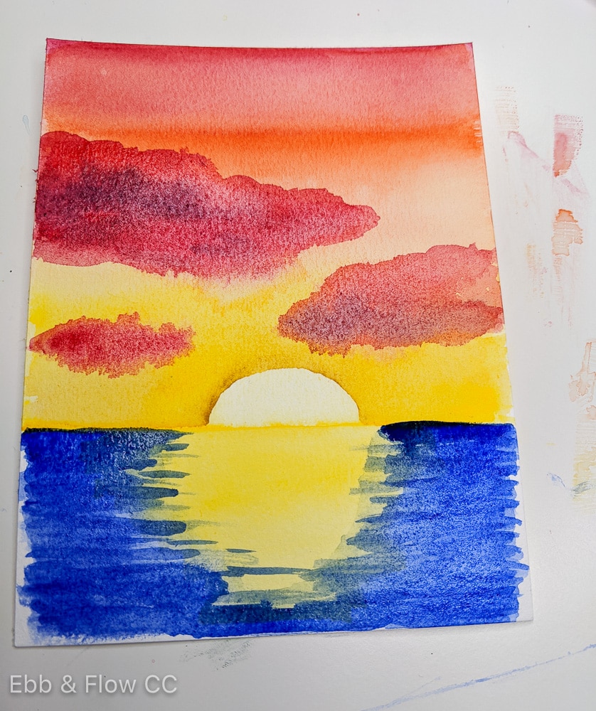 Sunset Over Water Painting: Easy Watercolor Tutorial - EbbandFlowCC