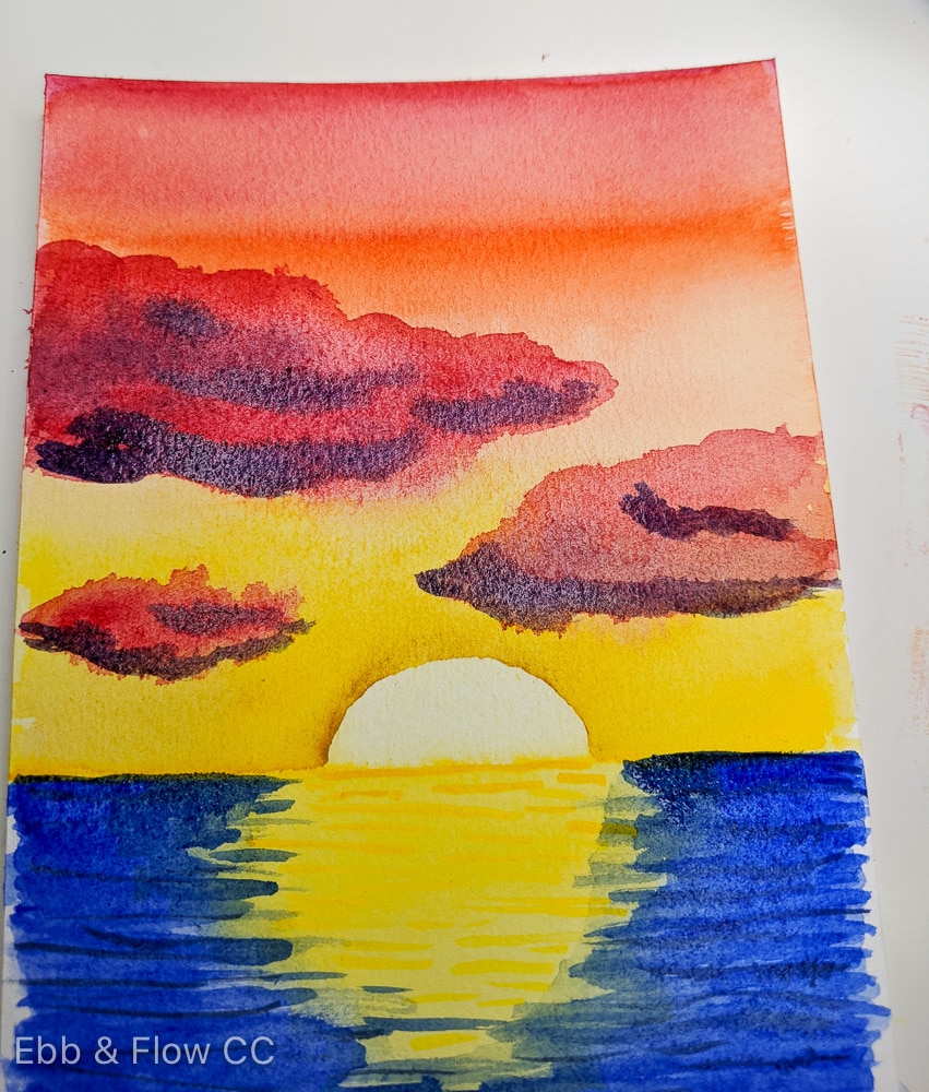 Sunset Over Water Painting Easy Watercolor Tutorial Ebbandflowcc