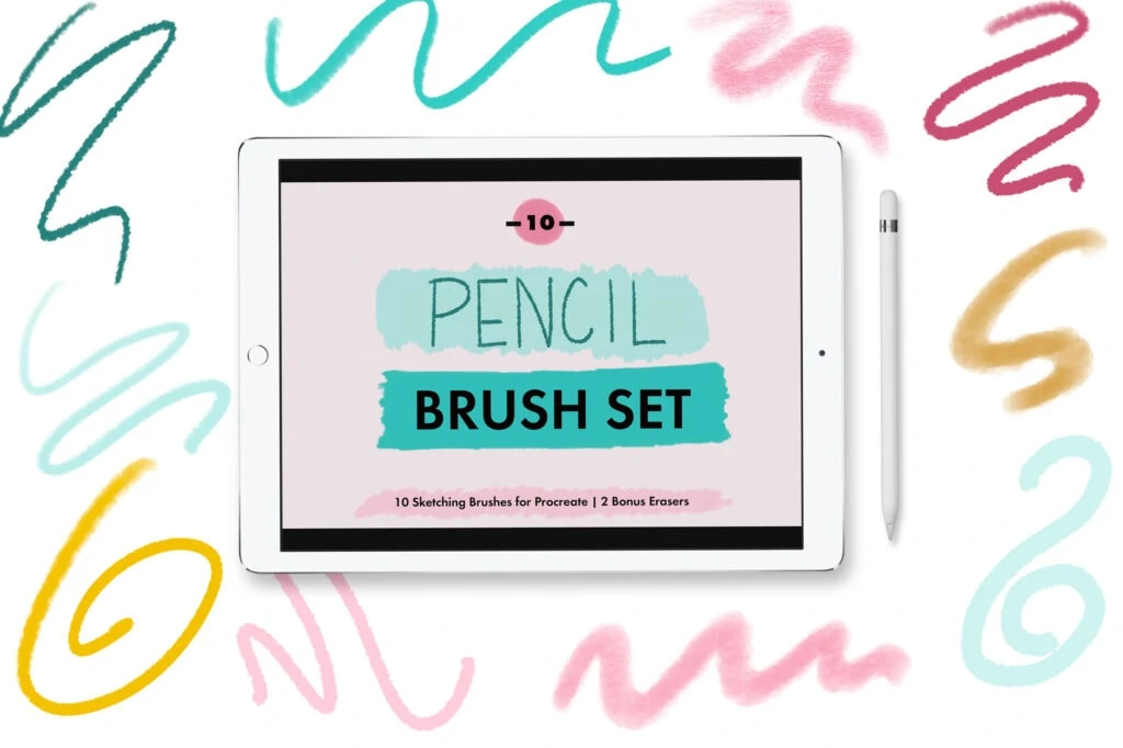 pencil brush set mock up on ipad