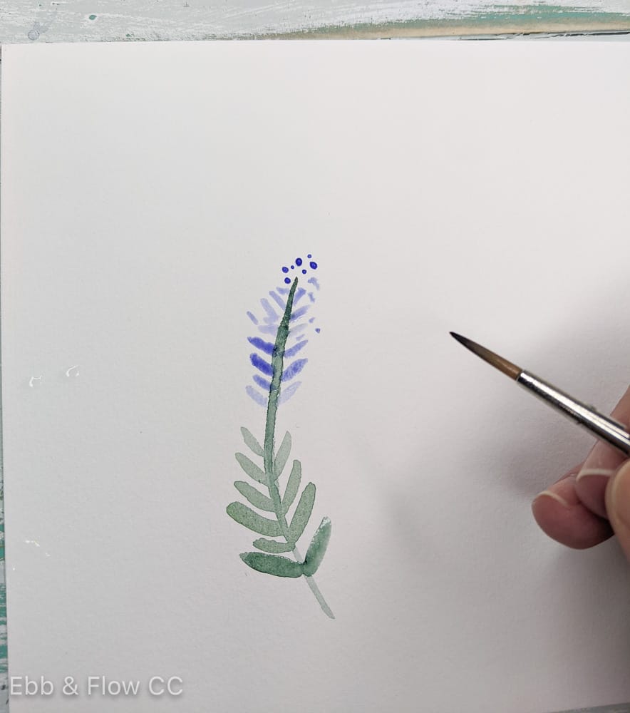 watercolor painting of lavender stem