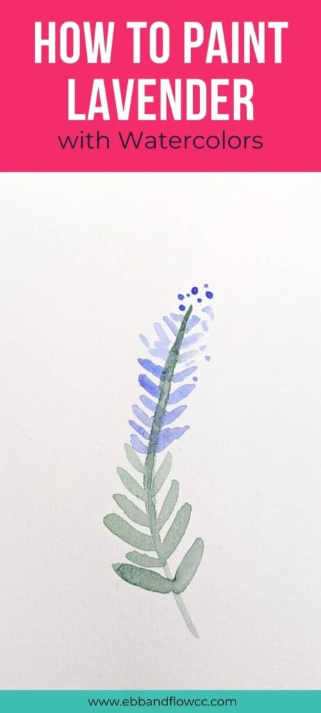 pin image - watercolor painting of lavender stem