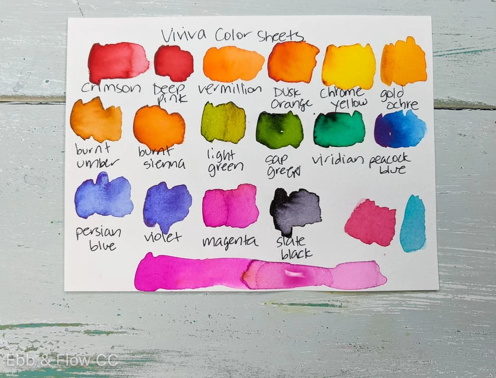 color swatches from viviva colorsheets