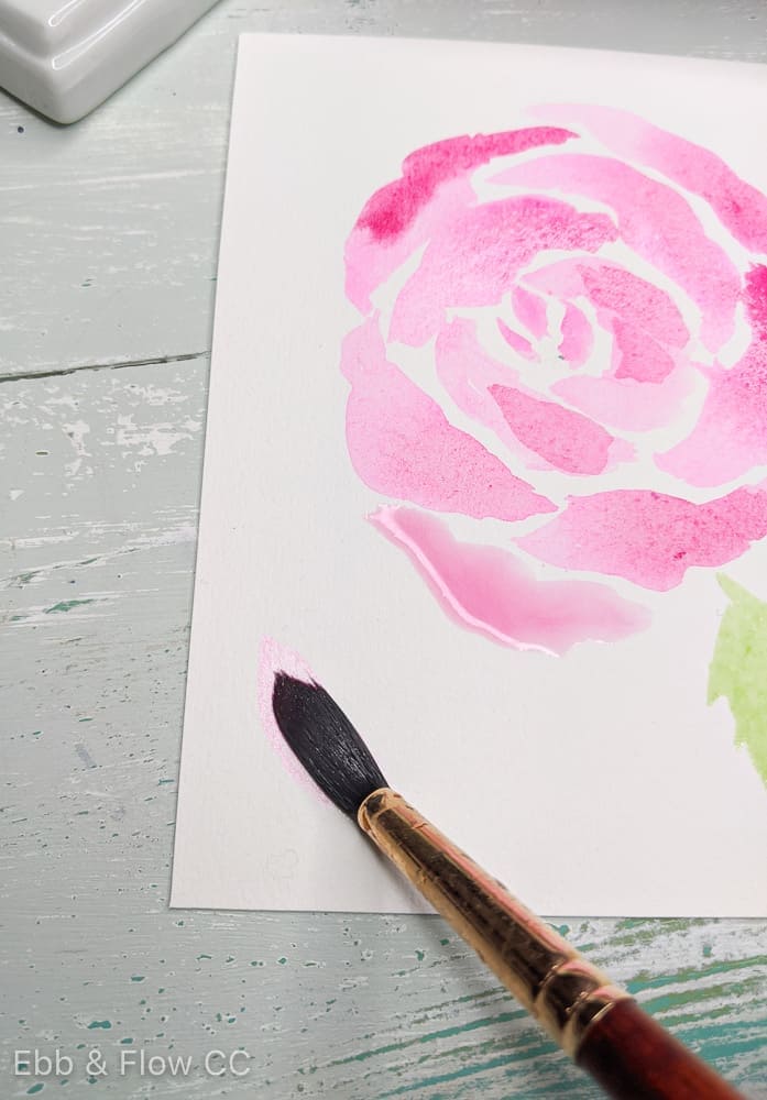 using brush to make rosebud
