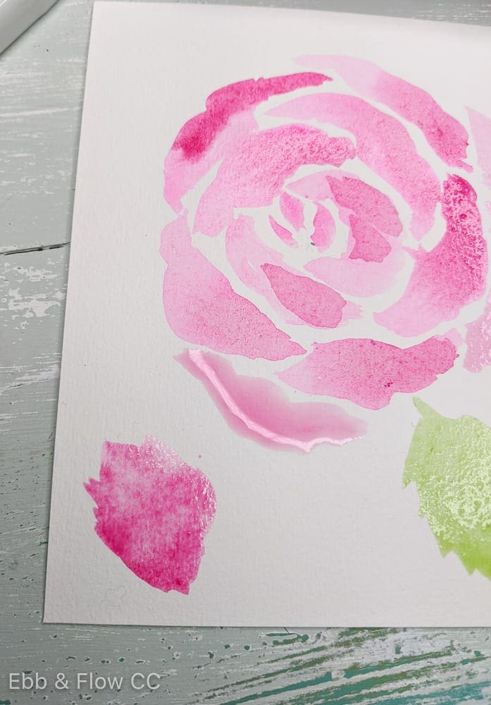 adding petals to watercolor rosebud