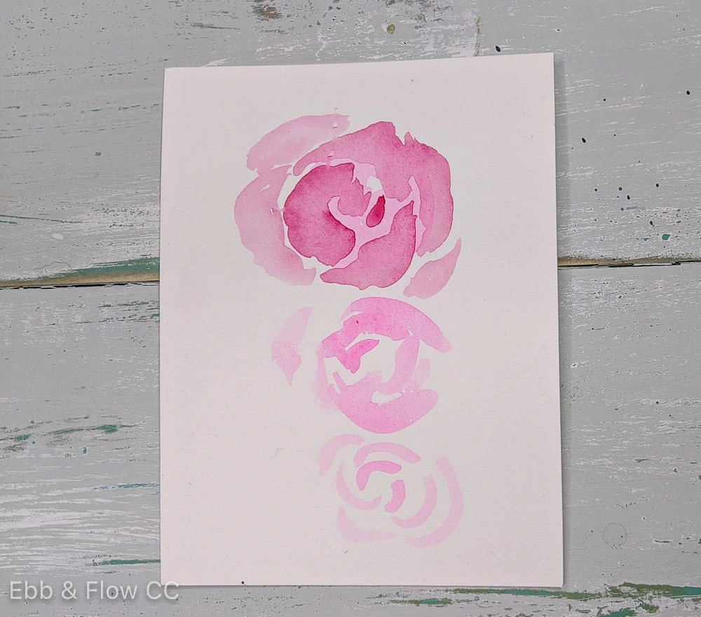 fixed watercolor rose with more layers of paint