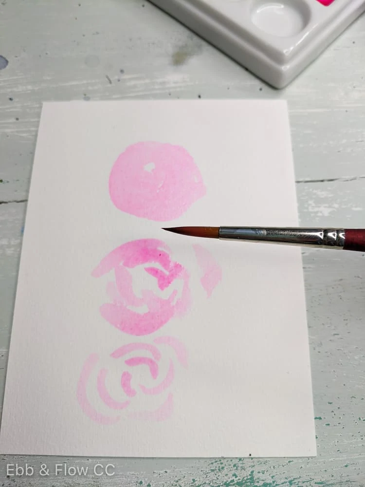 How not to paint roses - watercolor circle and concentric lines