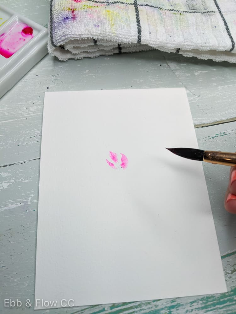 making center marks for watercolor rose