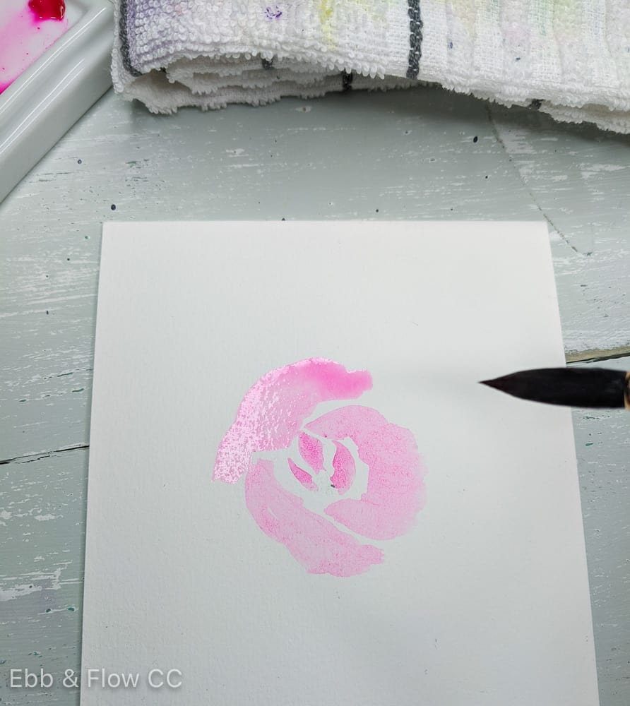 painting pink watercolor rose